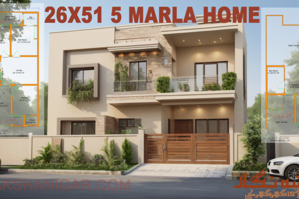26X51 Houes Plan Modern Living in Lahore: A 5 Marla Home Built on Smart Space and Simplicity
